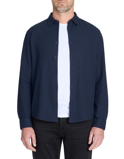 Chemise regular gaufré 100% coton - marine