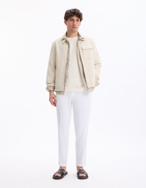 T-shirt boxy col rond - beige