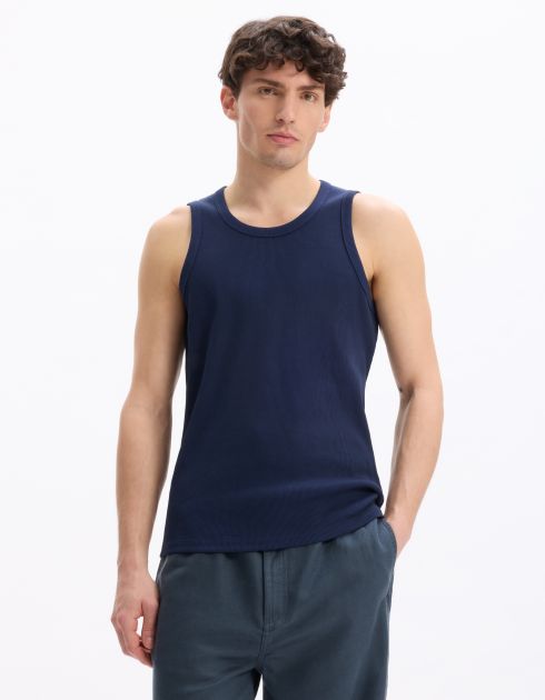 Débardeur slim 100% coton stretch - marine