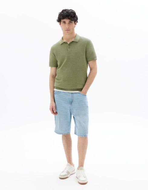 Polo slim en maille texturée 100% coton - vert