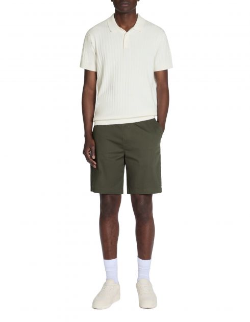Polo regular en maille texturée coton mélangé - écru