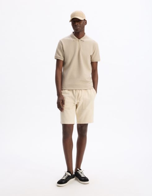 Polo slim coton mélangé - beige