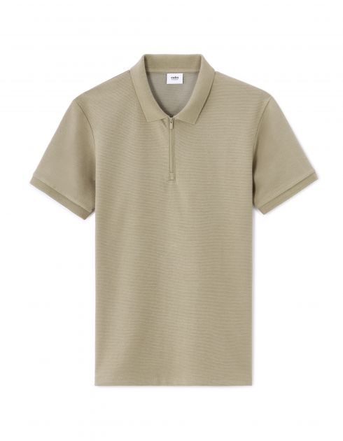 Polo slim coton mélangé - kaki