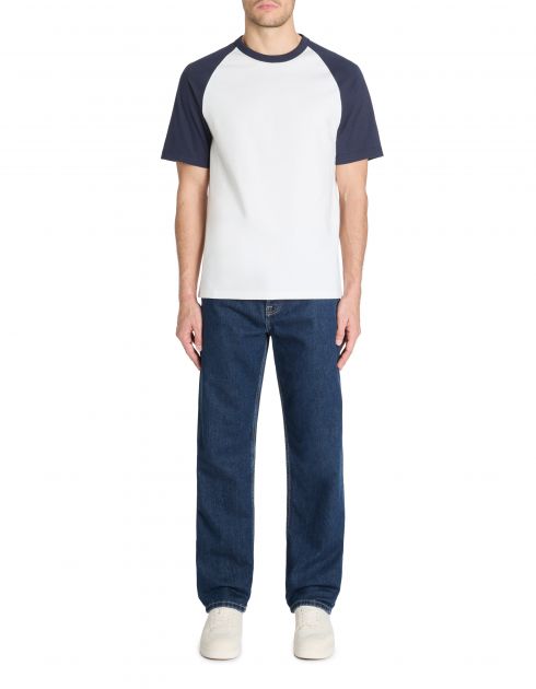 T-shirt boxy col rond 100% coton - marine