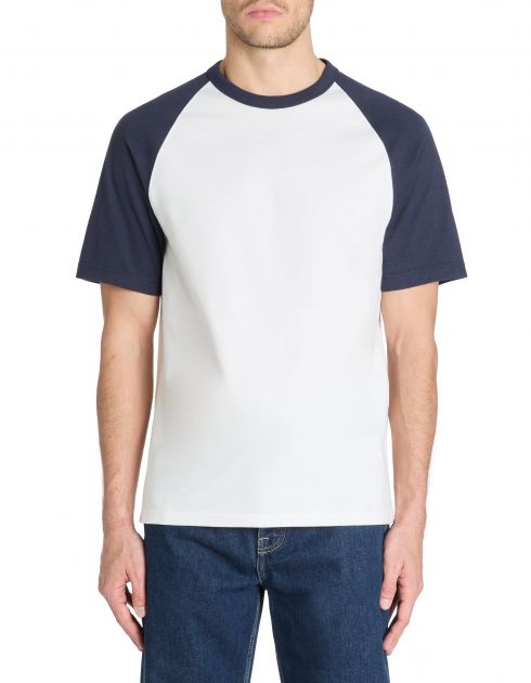 T-shirt boxy col rond 100% coton - marine