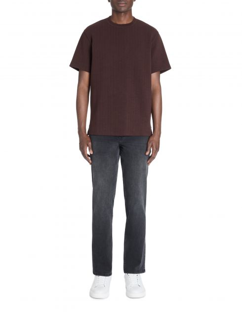 T-shirt boxy col rond coton mélangé - marron