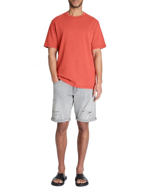 T-shirt boxy col rond 100% coton - rouge