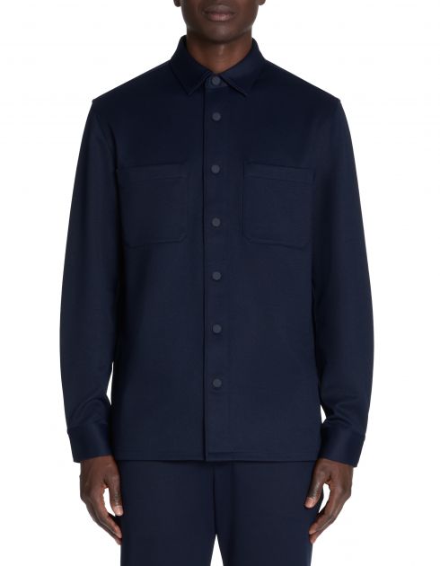 Chemise overshirt texturée 100% coton - marine