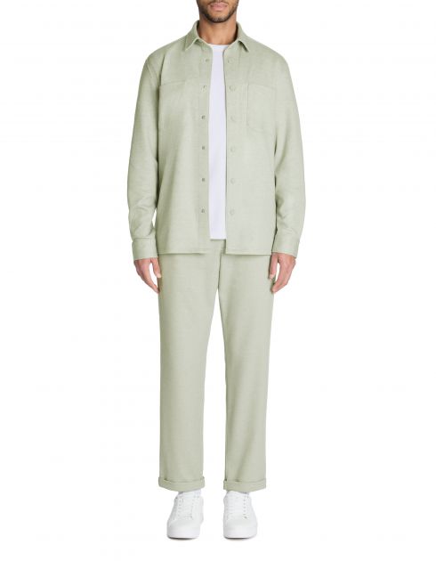 Chemise overshirt unie 100% coton stretch - vert