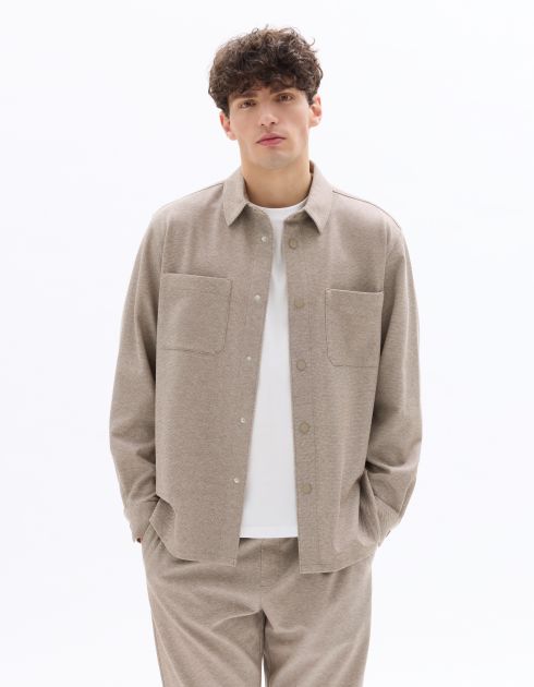Surchemise texturée 2 poches - taupe