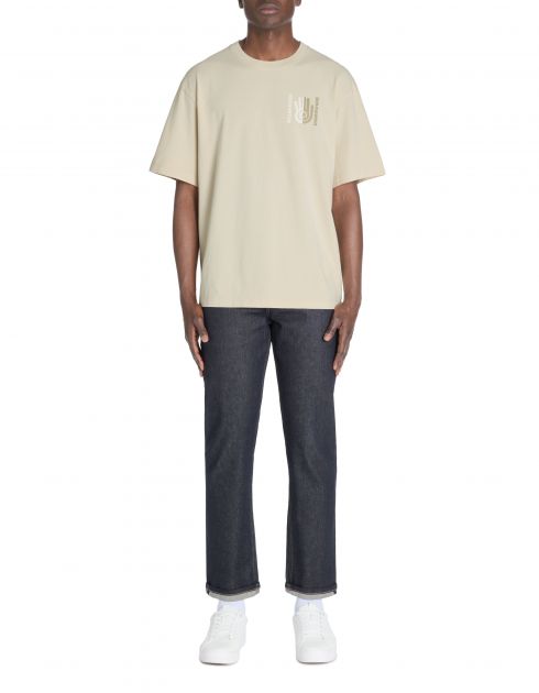T-shirt oversize col rond 100% coton - beige