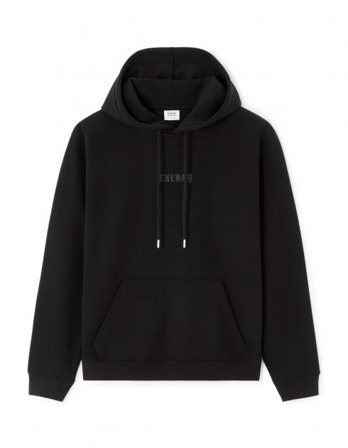 Sweat regular capuche coton mélangé - noir