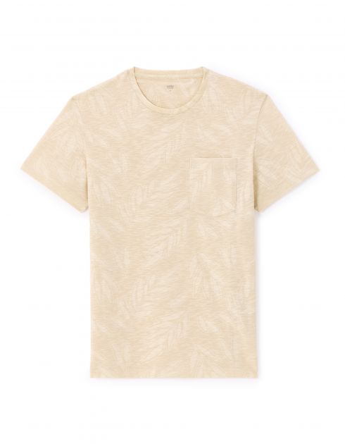 T-shirt straight col rond 100% coton - beige