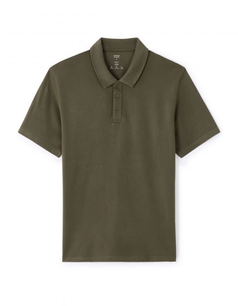 Polo boxy coton mélangé - kaki