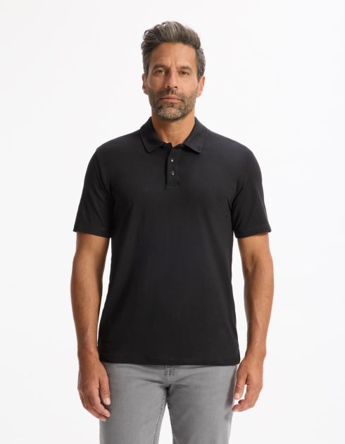 Polo boxy coton mélangé - noir