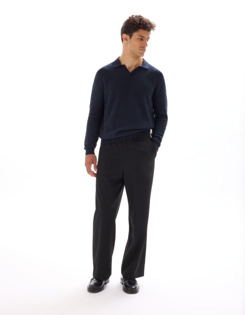 Pull col polo 100% coton - Marine