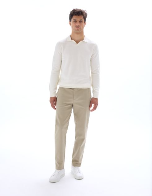 Pull col requin 100% coton - beige