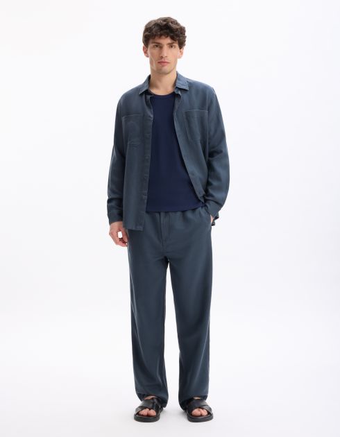 Pantalon loose 100% coton tencel - marine