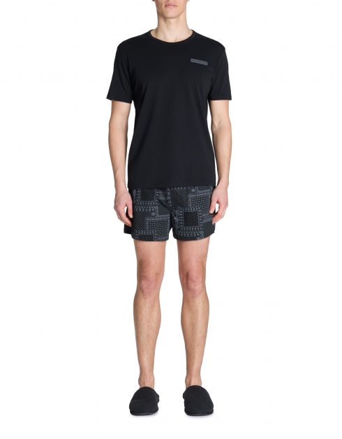 Pyjama caleçon 100% coton - noir