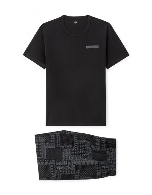 Pyjama caleçon 100% coton - noir