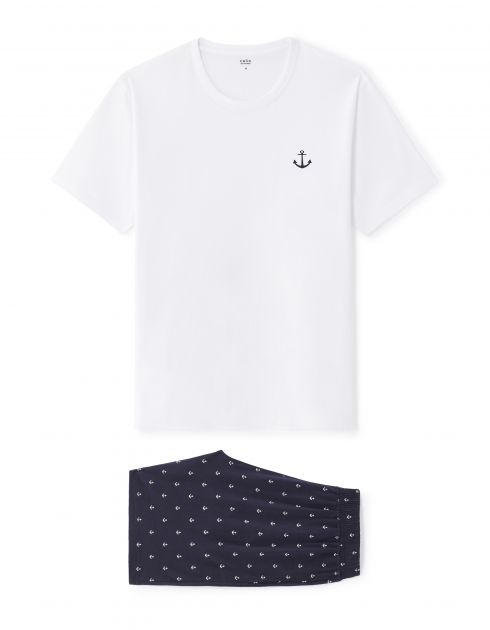 Pyjama short 100% coton - marine