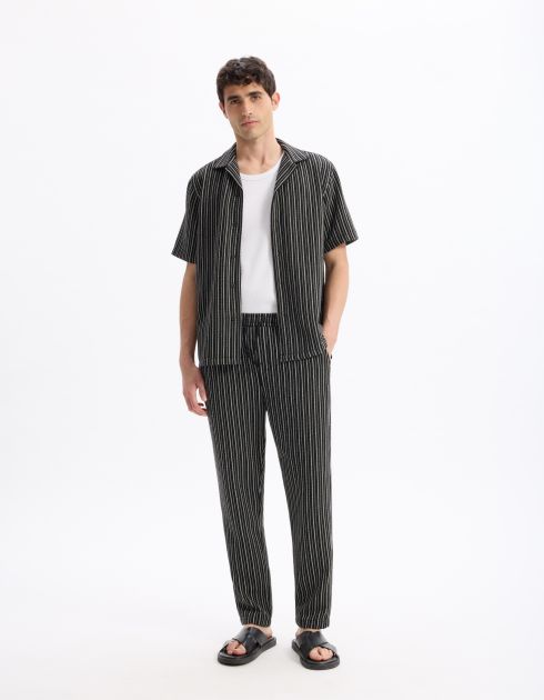 Chemisette regular jersey rayé - noir