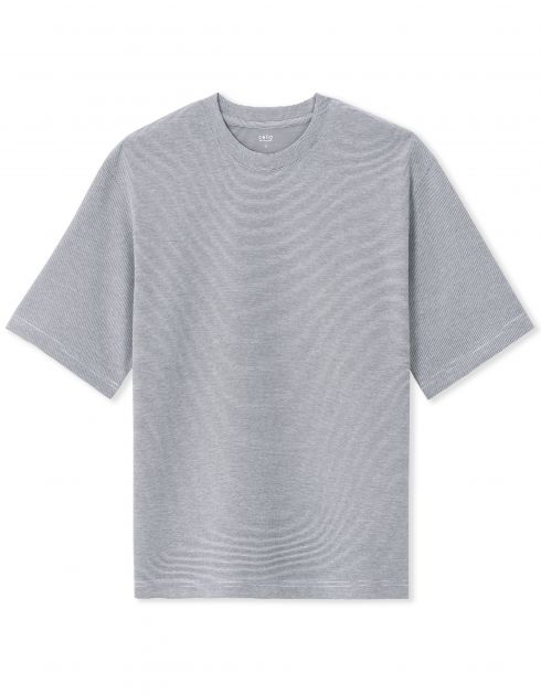 T-shirt infroissable oversize col rond rayé - marine