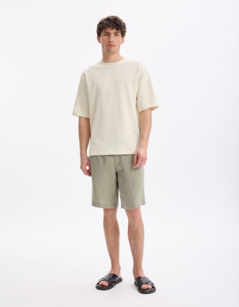 T-shirt oversize col rond 100% coton stretch - beige