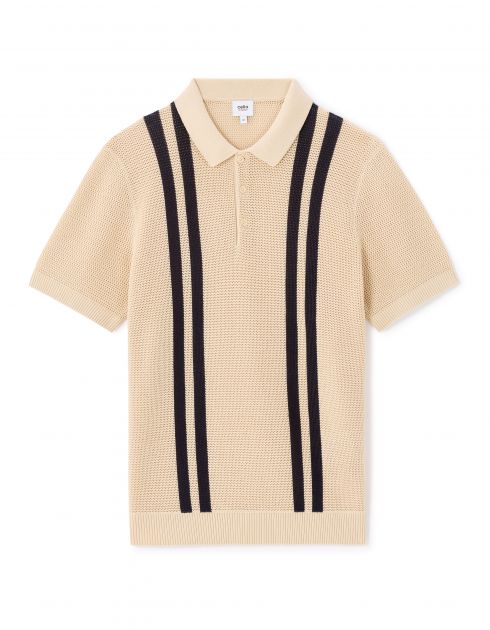 Polo en maille texturée 100% coton - beige