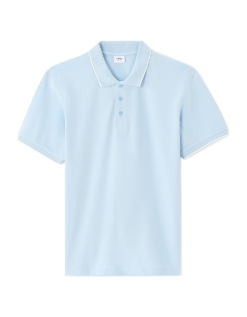 Polo piqué regular 100% coton - bleu clair
