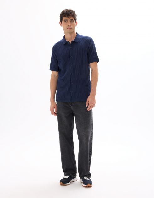 Chemisette regular en maille ajouré - marine