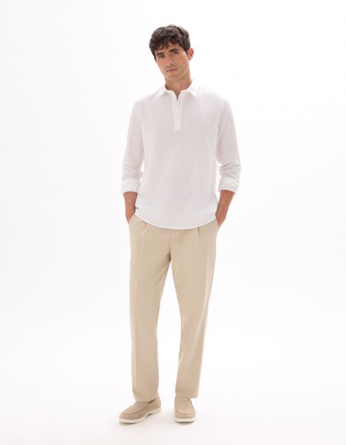 Vareuse unie en lin et coton - blanc