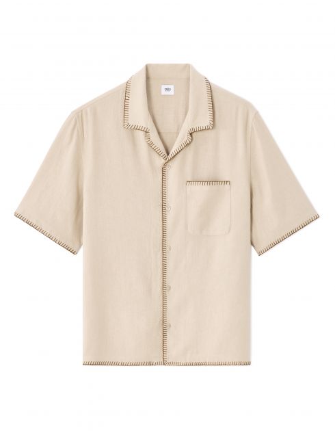 Chemisette regular en lin et viscose - beige