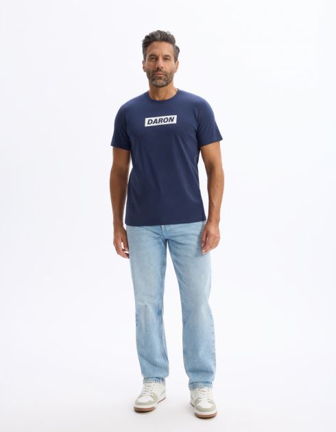 T-shirt straight col rond 100% coton - marine