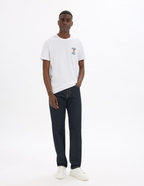 T-shirt regular col rond 100% coton - blanc