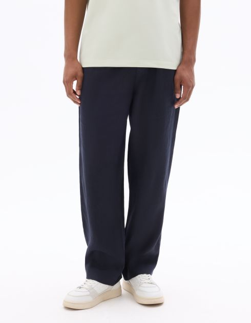 Pantalon loose 100% lin - marine