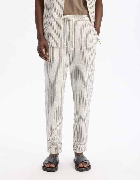 Pantalon relaxed coton mélangé - ecru