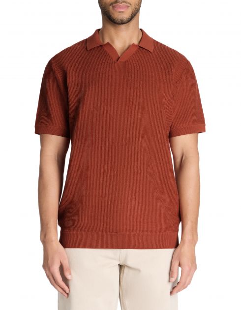 Polo boxy en maille texturée 100% coton - terra
