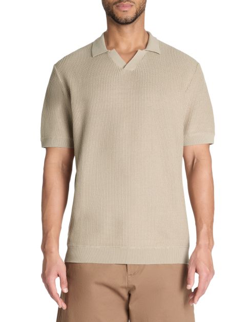 Polo boxy en maille texturée 100% coton - naturel