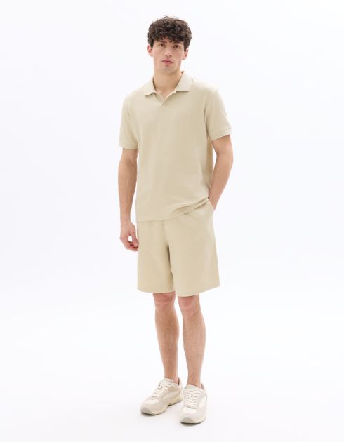 Polo regular en maille côtelé 100% coton - beige clair