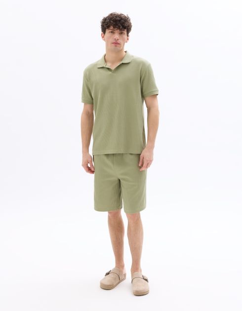 Polo regular en maille côtelé 100 % coton - vert