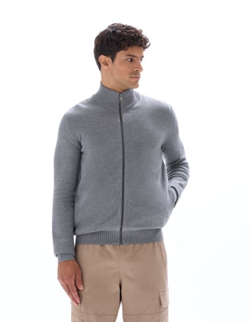 Cardigan en maille piqué 100% coton - gris