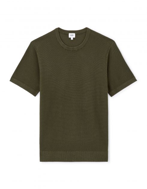 T-shirt straight col rond 100% coton - kaki