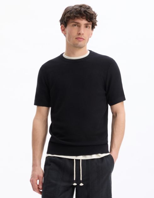 T-shirt straight col rond 100% coton - noir