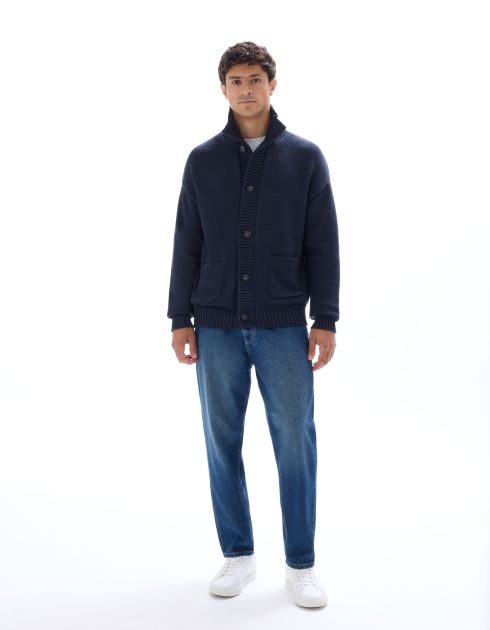 Cardigan en coton mélangé - marine