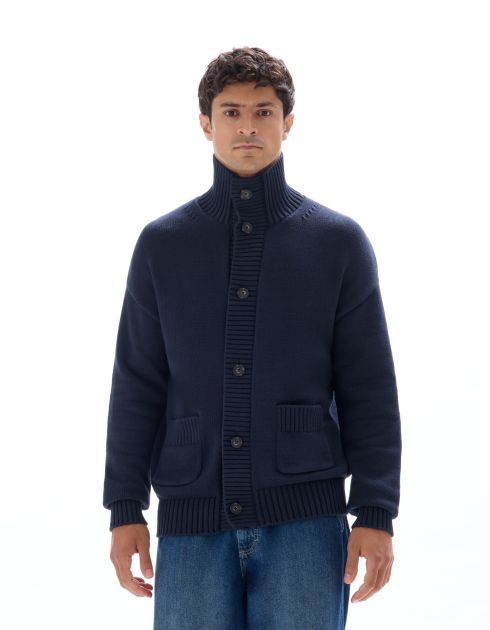 Cardigan en coton mélangé - marine