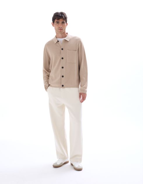 Surchemise en maille unie - beige