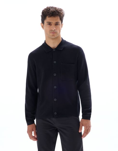 Surchemise en maille unie - noir