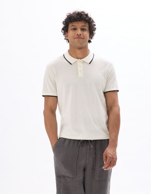 Polo regular en jersey fantaisie - beige