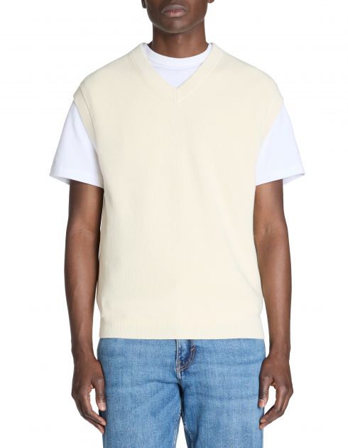 Pull col v 100% coton - ecru